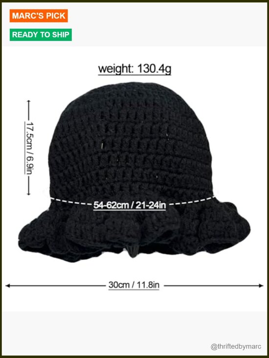 Hand Crochet Bucket Hat with Ruffled Brim, Lightweight & Packable, One Size main image 6